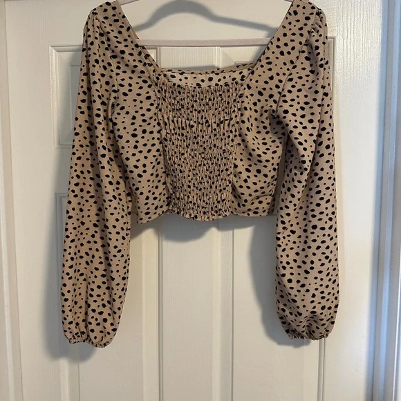 Altar’d State Polka Dot Long Sleeve Women's Top - Picture 2 of 3